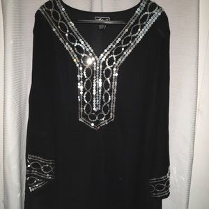 Metro 22 Black Sheer Sequence size 3X Blouse